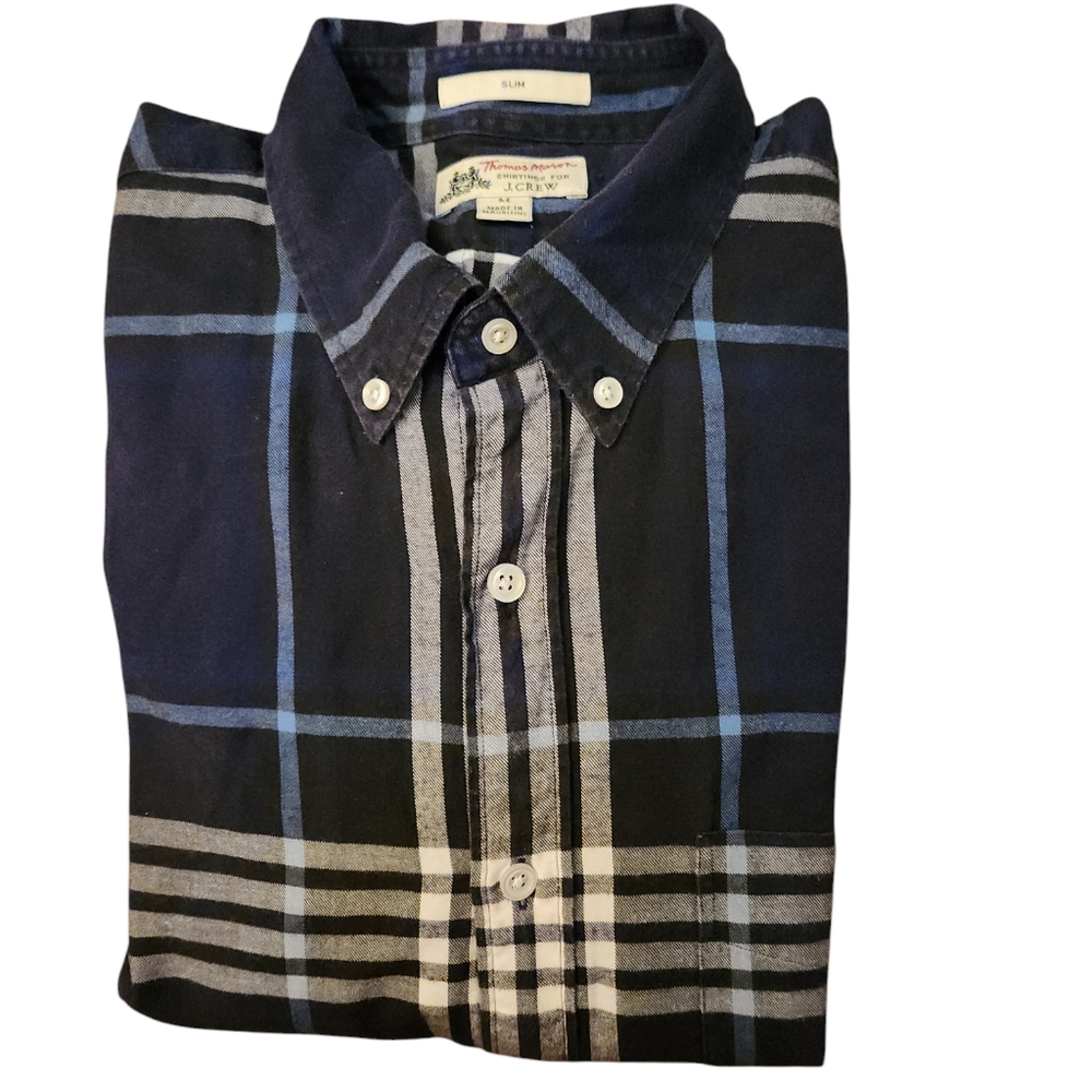 Thomas Mason Shirtings For J. Crew Plaid Long Sleeve Shirt Size Medium Slim